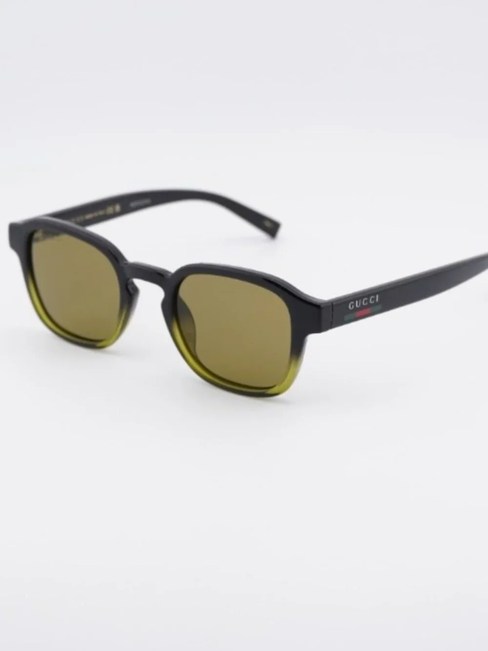 Gucci GG2106S 003 Sunglasses Black/Green Square Frame, Green Lenses